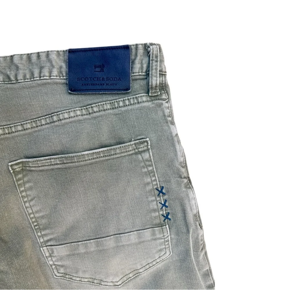 Scotch & Soda Ralston Jeans Men 36x34 Vintage‎ Faded Gray Green Slim Denim